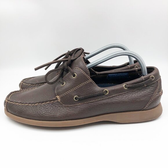 ROCKPORT Washable Brown Leather Boat Shoes Loafers Mens 9.5 - Picture 3 of 10